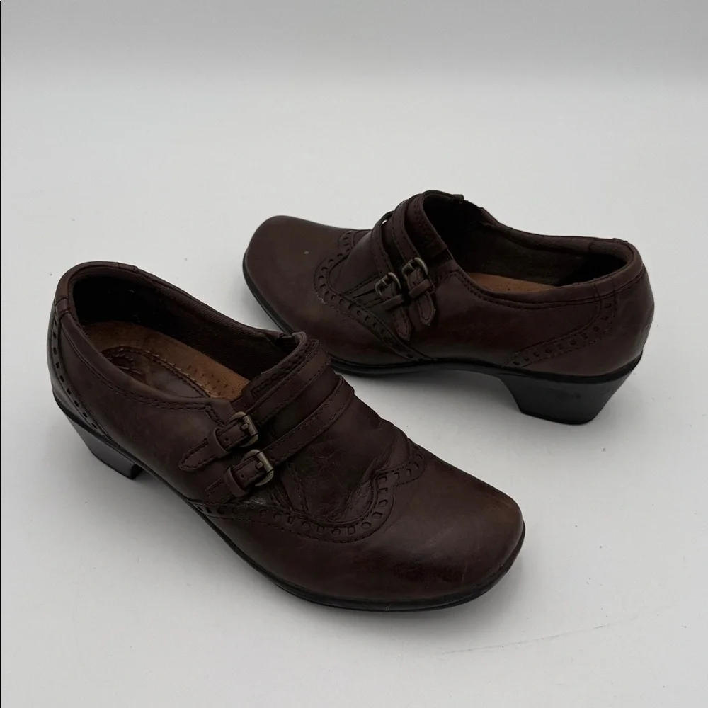 Earth Origins Brown Leather Loafers bootie women 7M casual office comfort Y2K